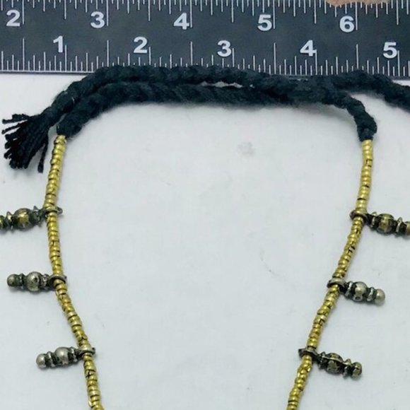 Pendant Necklace, Tribal Big Pendant With Red and Green Glass Stones and Beaded - Picture 9 of 11